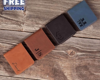 Men’s Leather Trifold Wallet Gift: Personalized Custom Slim Card Holder