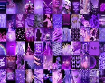 110 PCS Euphoria Aesthetic Photo Collage Kit Boujee Purple Baddie Room Decor Teen Room Wall Collage (DIGITAL DOWNLOAD)