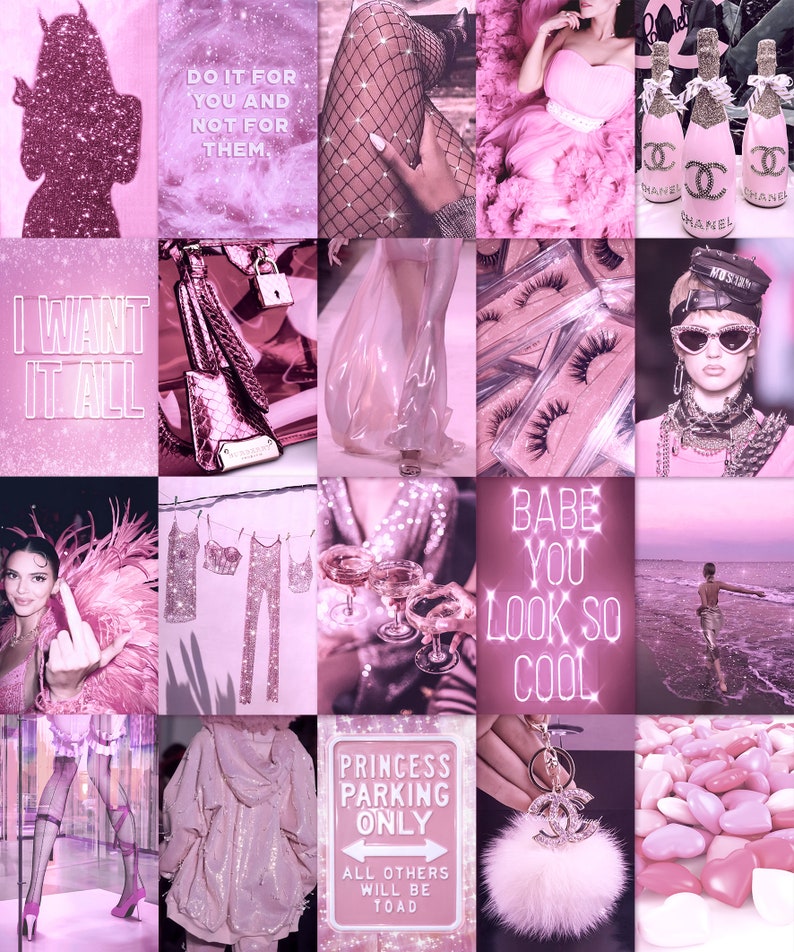 70 PCS Boujee Pink Aesthetic Photo Collage Kit Baddie Room - Etsy