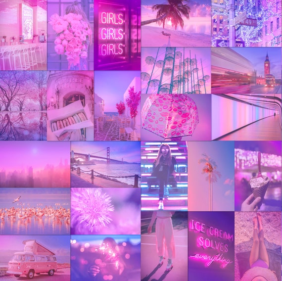 Y2K Hot Pink Wall Collage Kit, 50pcs + Free Tape