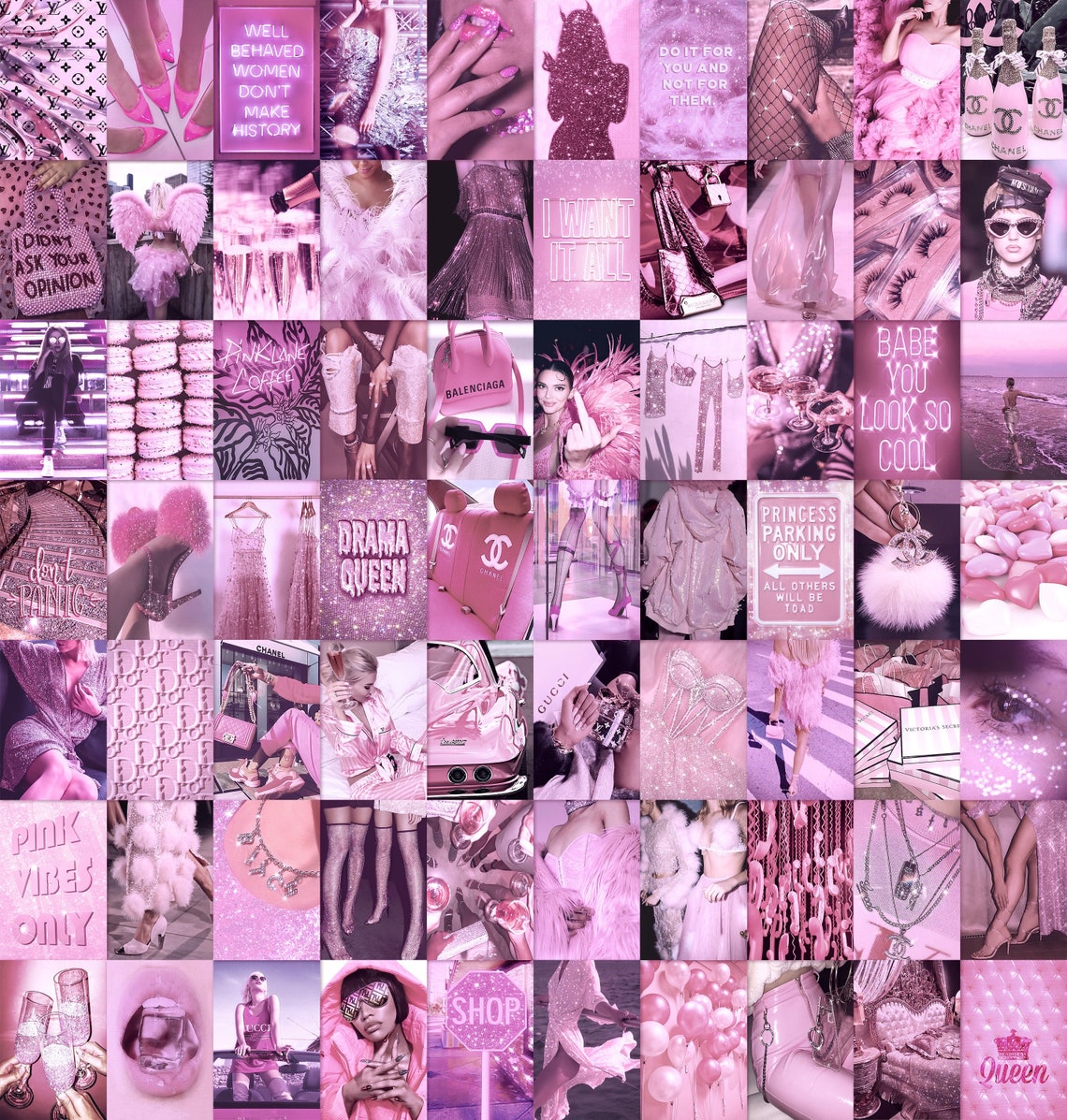 70 PCS Boujee Pink Aesthetic Photo Collage Kit Baddie Room | Etsy
