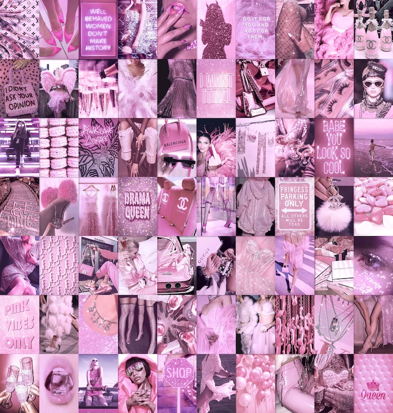 70 PCS Boujee Pink Aesthetic Photo Collage Kit Baddie Room - Etsy