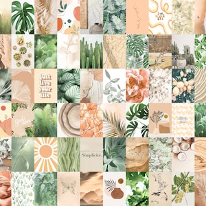 110 PCS Minimalist Earth Boho Photo Collage Kit Aesthetic Beige Room Decor Teen Room Wall Collage (DIGITAL DOWNLOAD)