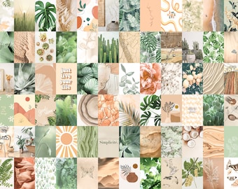 110 PCS Minimalist Earth Boho Photo Collage Kit Aesthetic Beige Room Decor Teen Room Wall Collage (DIGITAL DOWNLOAD)