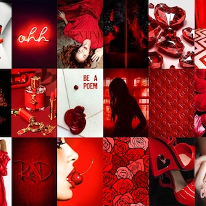 110 PCS Red Boujee Photo Collage Kit Aesthetic Red Baddie Room Decor ...