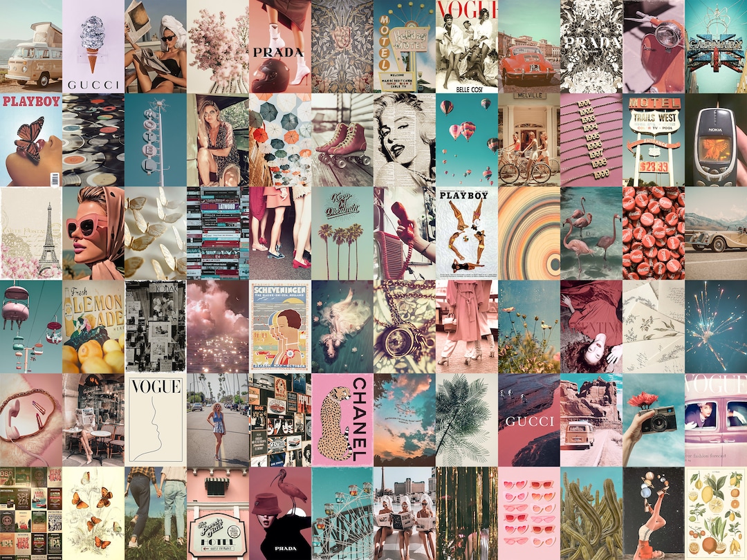 110 PCS Vintage Photo Collage Kit Aesthetic Retro Room Decor Teen