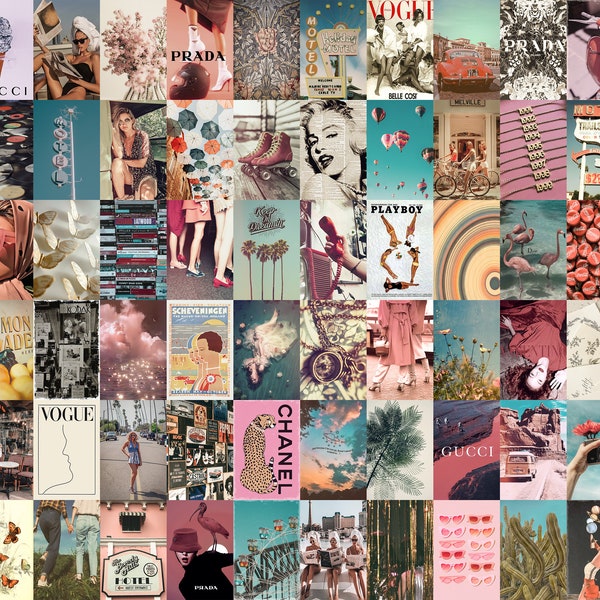 110 PCS Vintage Photo Collage Kit Aesthetic Retro Room Decor Teen Room Wall Collage (DIGITAL DOWNLOAD)