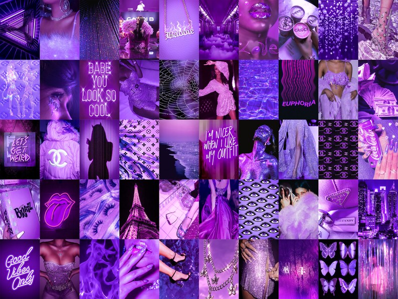 PRINTED Boujee Purple Aesthetic Photo Collage Kit Euphoria - Etsy Australia