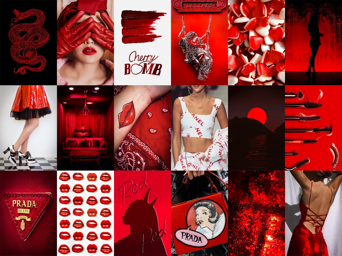 110 PCS Red Boujee Photo Collage Kit Aesthetic Red Baddie Room | Etsy