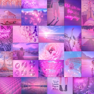 70 PCS Pink Aesthetic Photo Collage Kit Trendy Dorm Decor Teen Room ...