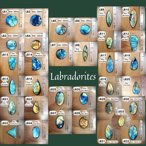 Cabochons labradorite naturelle, pierres pour le micromacramé, ovale, rond, gouttes, triangulaire, dos plat, beau flash image 1