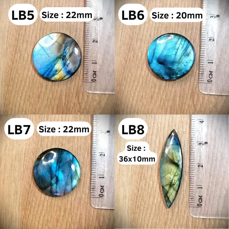 Cabochons labradorite naturelle, pierres pour le micromacramé, ovale, rond, gouttes, triangulaire, dos plat, beau flash zdjęcie 3