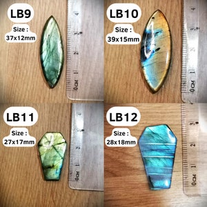 Natural labradorite cabochons, stones for micromacrame, oval, round, drops, triangular, flat back, beautiful flash, multifire AAA image 4