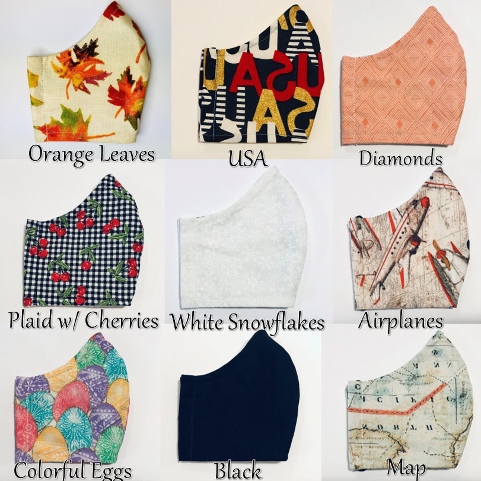 Reusable Face Mask NO EAR LOOPS Multiple Pattern Eco Hearing Etsy