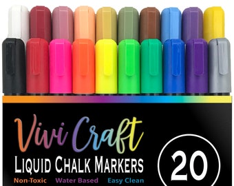 Kassa Liquid Chalk Markers for Blackboards 20 Colors Erasable