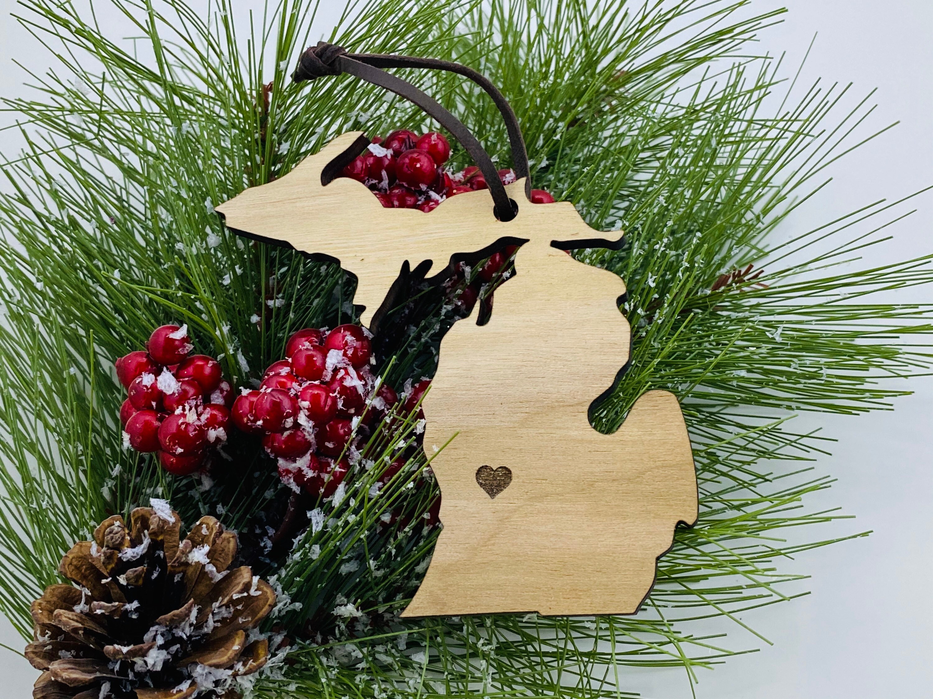 State of Michigan Christmas Ornament Wood Ornament Mitten Etsy