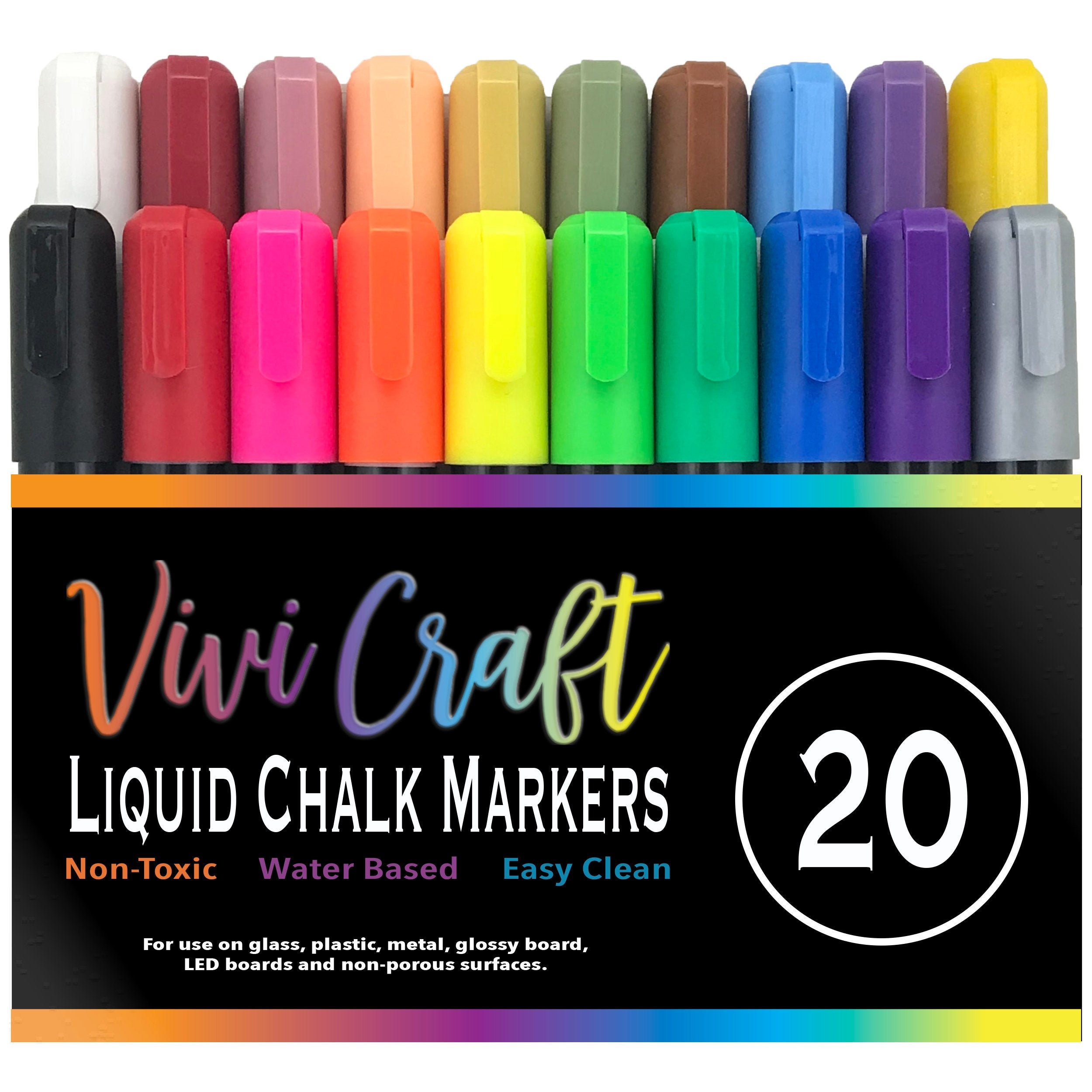 Carmel Glass Marker Medium Tip Pack of 10 assorted Colors, Removable Window  Marker, Washable Marker for Glass, Whiteboard & More 
