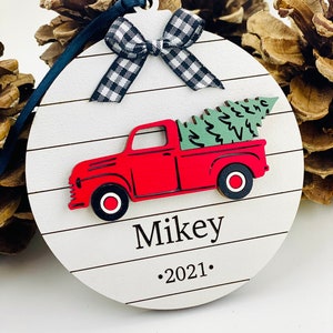 Personalized Old Truck Christmas Ornament, Wood Ornament, Christmas Decor, Stocking Stuffer