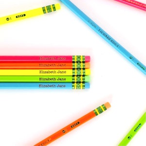 Back to School Custom Engraved Neon #2 Ticonderoga Pencils, Personalized Pencils, Student Gift, Teacher Classroom Gift, School Supplies