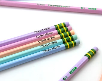 Back to School Custom Engraved Pastel #2 Ticonderoga Pencils, Personalized Pencils, Student Gift, Teacher Classroom Gift, School Supplies