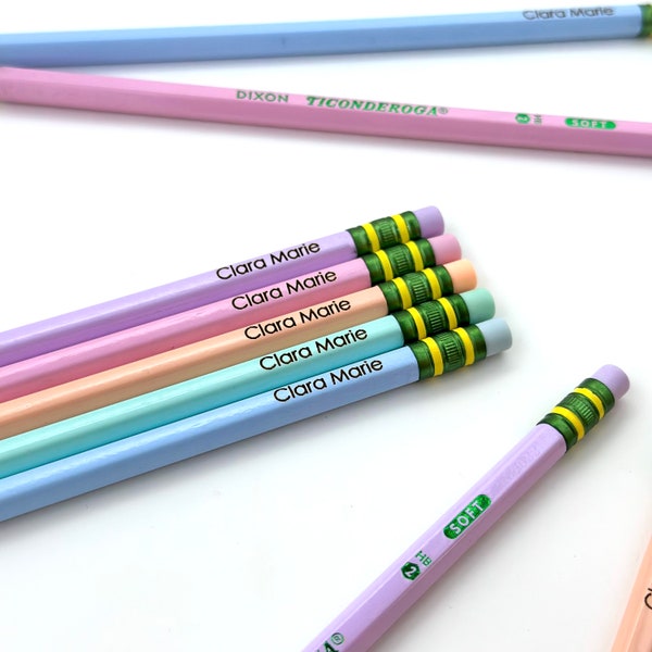 Back to School Custom Engraved Pastel #2 Ticonderoga Pencils, Personalized Pencils, Student Gift, Teacher Classroom Gift, School Supplies