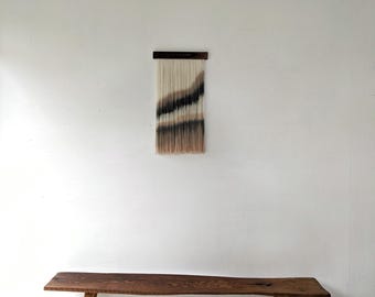 Small Wool Wall Hanging, Desert Inspired Textile Art, Macrame wall decor, Fiber art, Textile home Accent