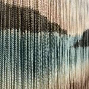 Dip dyed artwork, abstract mountain yarn art, fiber wall hanging, contemporary wall art, hand dyed tapestry, yarn decor, neutral decoration image 6