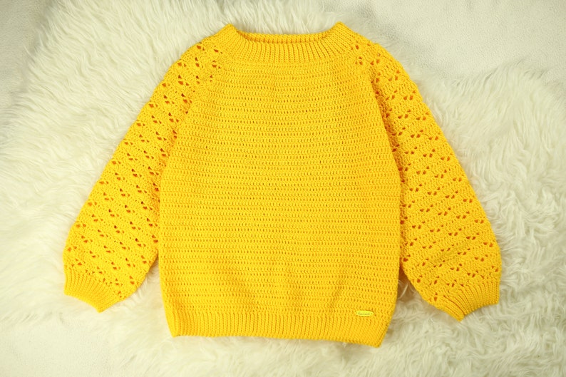 Crocheted Yellow Jumper for Kids Cute Jumper for Girls Gift Etsy
