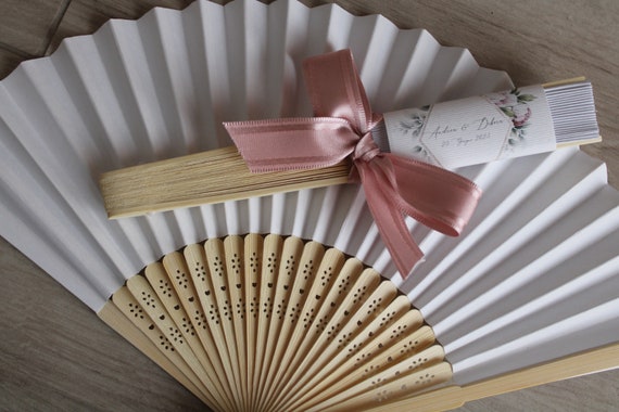 PERSONALIZED Wedding Fans With Satin Ribbon Gadgets for Guests