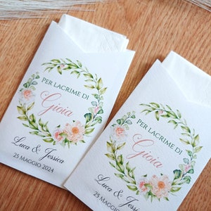 Tissue holder for tears of joy / personalized graphics / handkerchief INCLUDED / Wedding bag accessory /