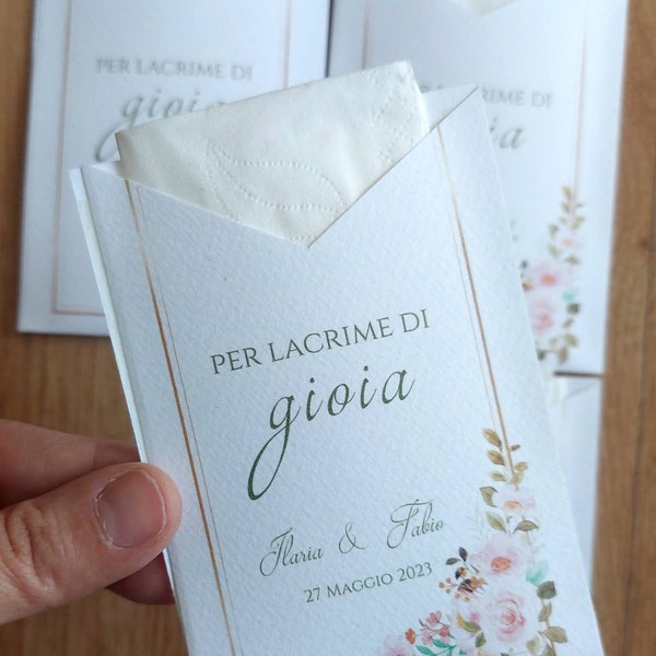 Porta fazzoletti per lacrime di gioia / grafica personalizzata  / fazzoletto incluso / wedding stationary