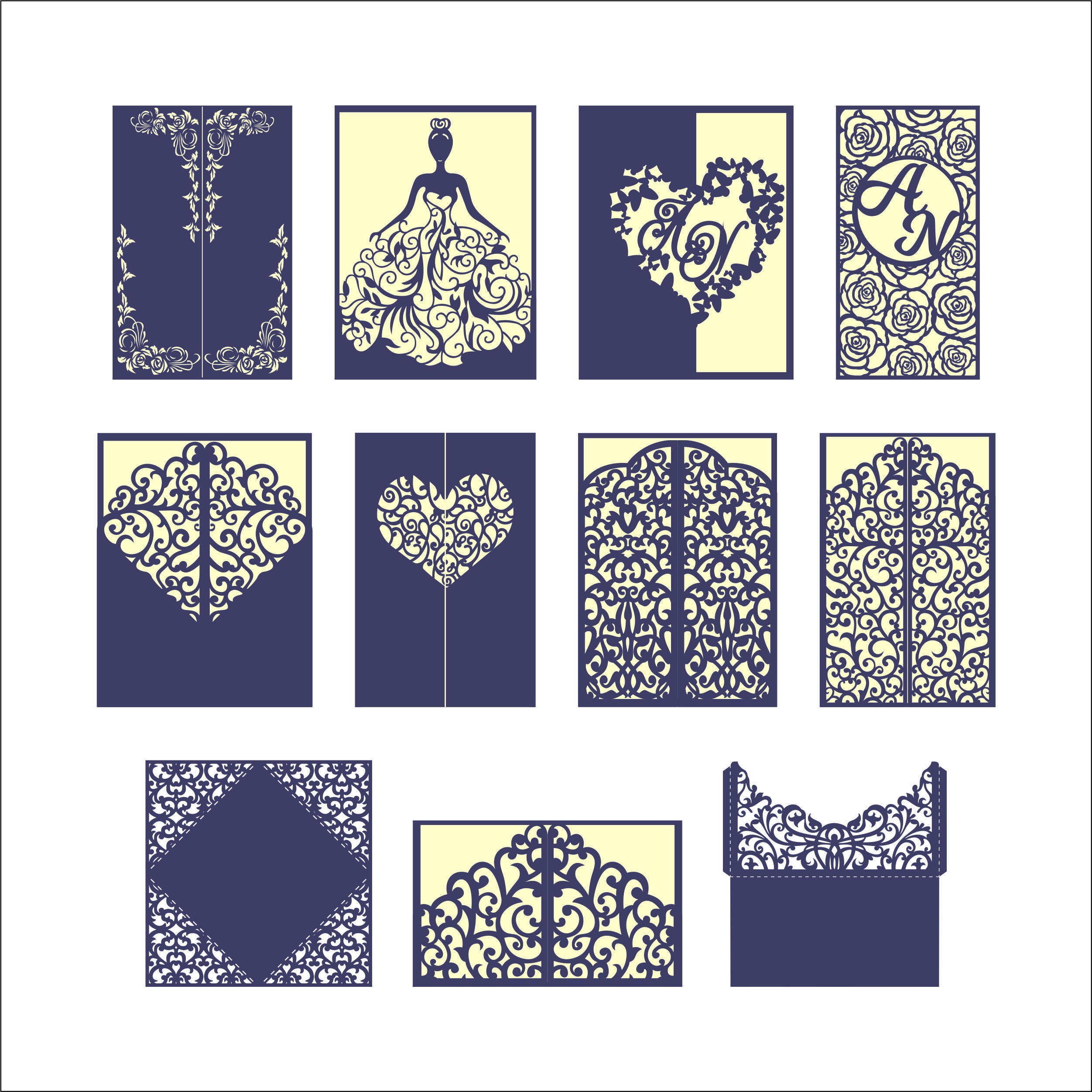 Download 11 Wedding Invitations Svg Wedding Invitation Template Etsy