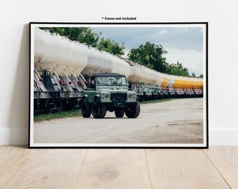 Póster de arte mural automotriz Land Rover Speedster D90 V8 n.º 5 de 1989
