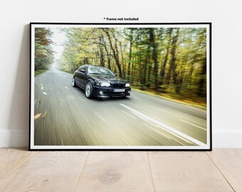 Póster de arte mural con ruedas del BMW E46 328Ci