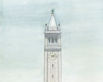 University of California, Berkeley: Sather Tower Watercolor