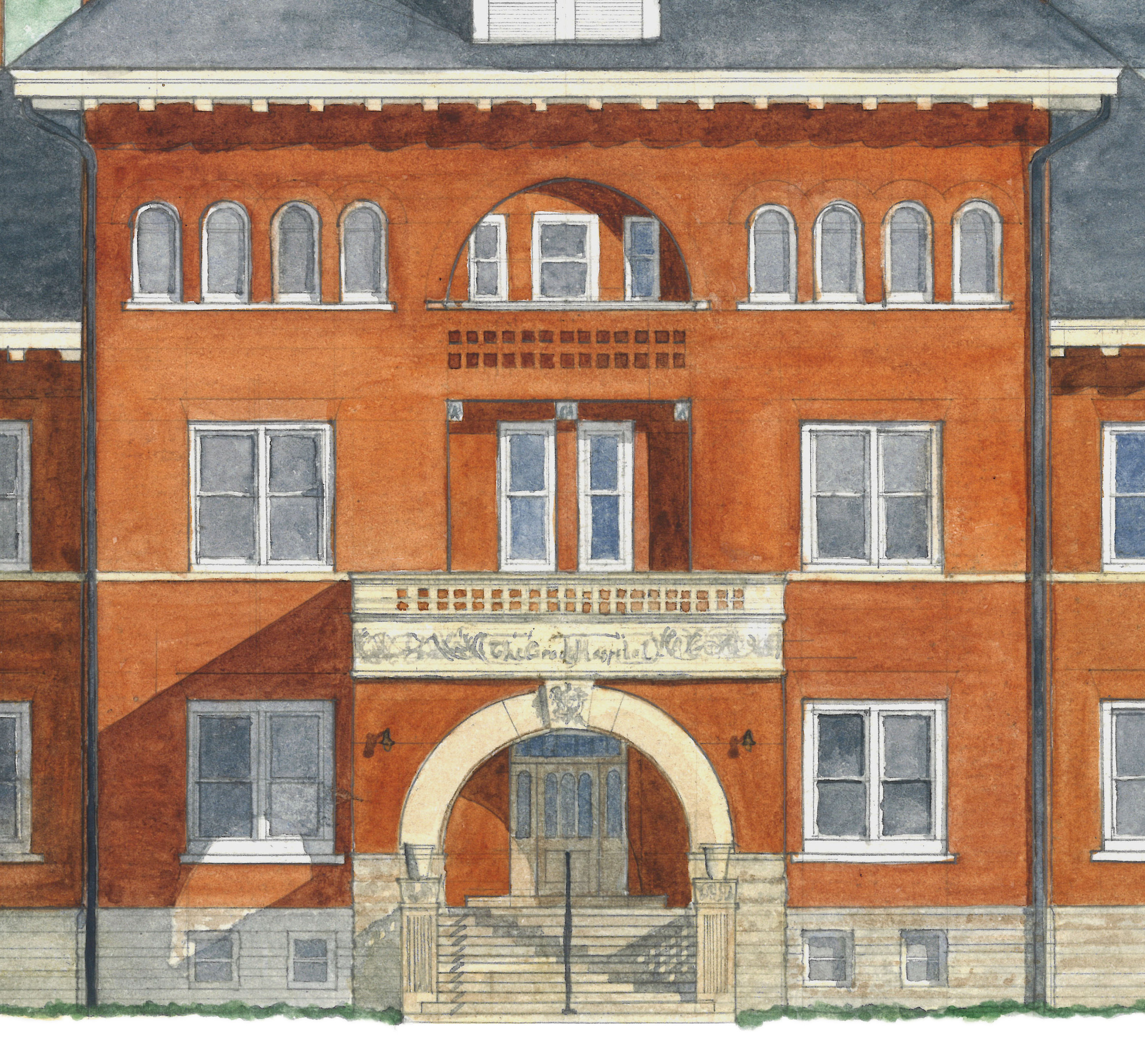 Old Grady Hospital Hall Watercolor Etsy