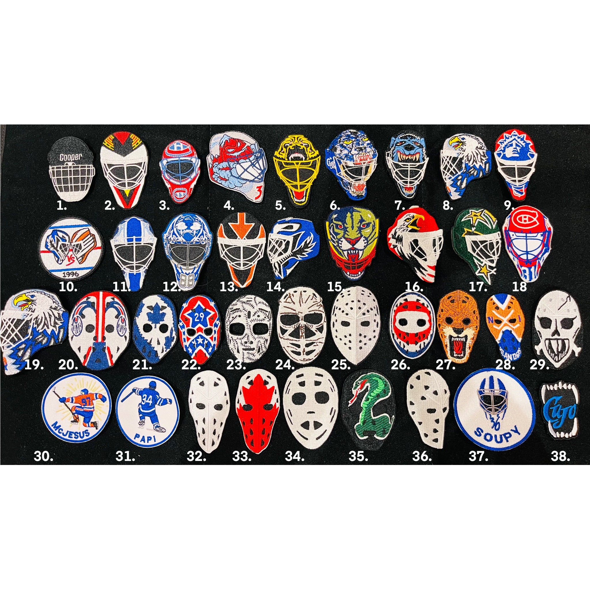 Retro Goalie Mask Rendition Iron On Patches