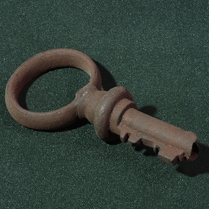 Authentic Ancient large wrought Iron Hand Made key (castle,church,large gate), 18th century, Rusty patina, Rare Vintage Collectible