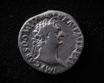 Domitian, as Caesar, AR Denarius. RIC 790. 77-78 AD. Silver coin Ancient Roman Empire, rare antique archaeological find.