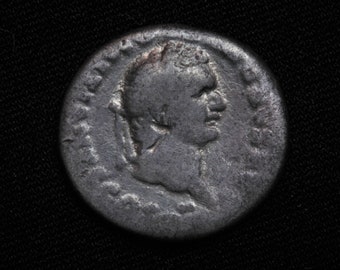 Domitian, as Caesar, AR Denarius. 77-78 AD. Silver coin Ancient Roman Empire, rare antique archaeological find.