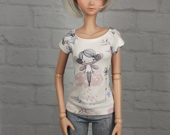 T-shirt with comic print many motifs for 1/3 bjd smart doll dolfie dream