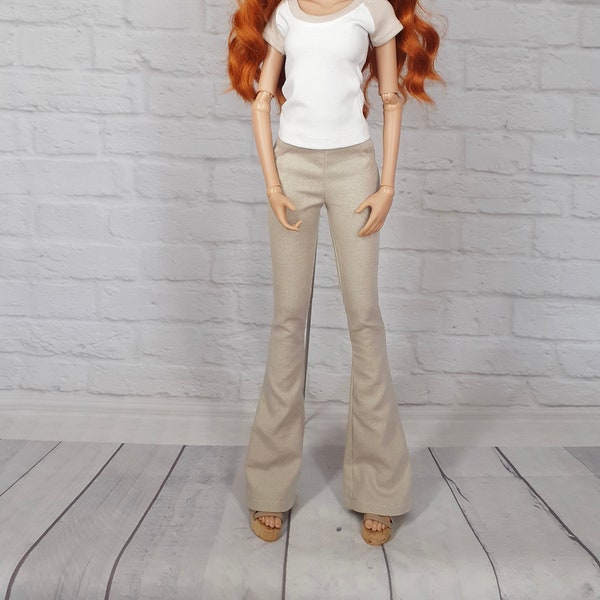 High waist trousers for smart doll in 3 colors long trousers flared trousers