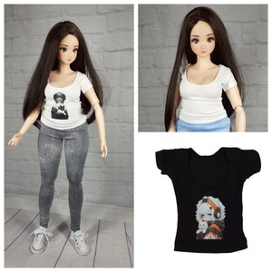 T-shirt with a print of many motifs for smart doll pear body