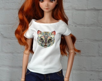 T-shirt with print 3 motifs for 1/3 bjd smart doll dolfie dream