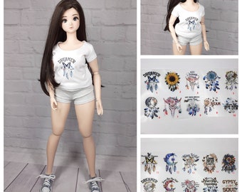 weites T-shirt mit Aufdruck viele Motive für  smart doll pear body