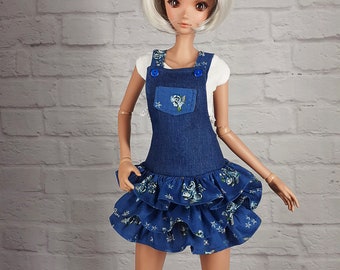 Jeans strap skirt for Smart doll dollfie dream 1/3 bjd dress overall