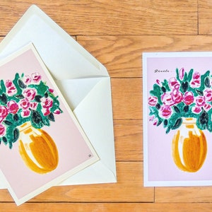 Affiche/carte  bouquet de  roses "Révèle" - Illustration aquarelle - Coloré - Art Déco