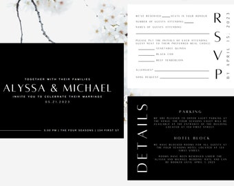 Modern and Minimalist Wedding Invite Suite - Digital Download