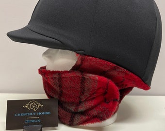 OH CANADA Maple Leaf Equine Horseback Riding Winter Helmet Cover handmade horse tack Equestrian lambskin black Sherpa