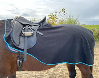 Pick Your Size & Trim HORSE/Pony Riding QUARTER SHEET in Black Heavy Weight Fleece